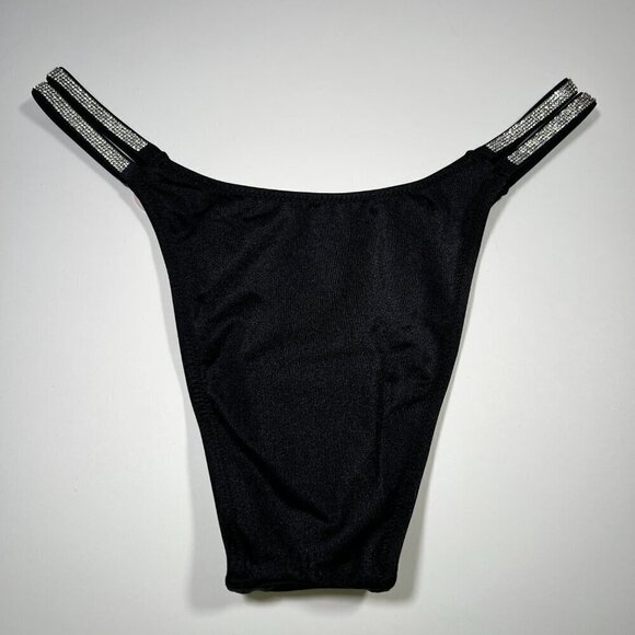 Victoria Secret XS Cheeky Brazilian Bikini Bottom Double Shine Strap Black - Picture 5 of 5